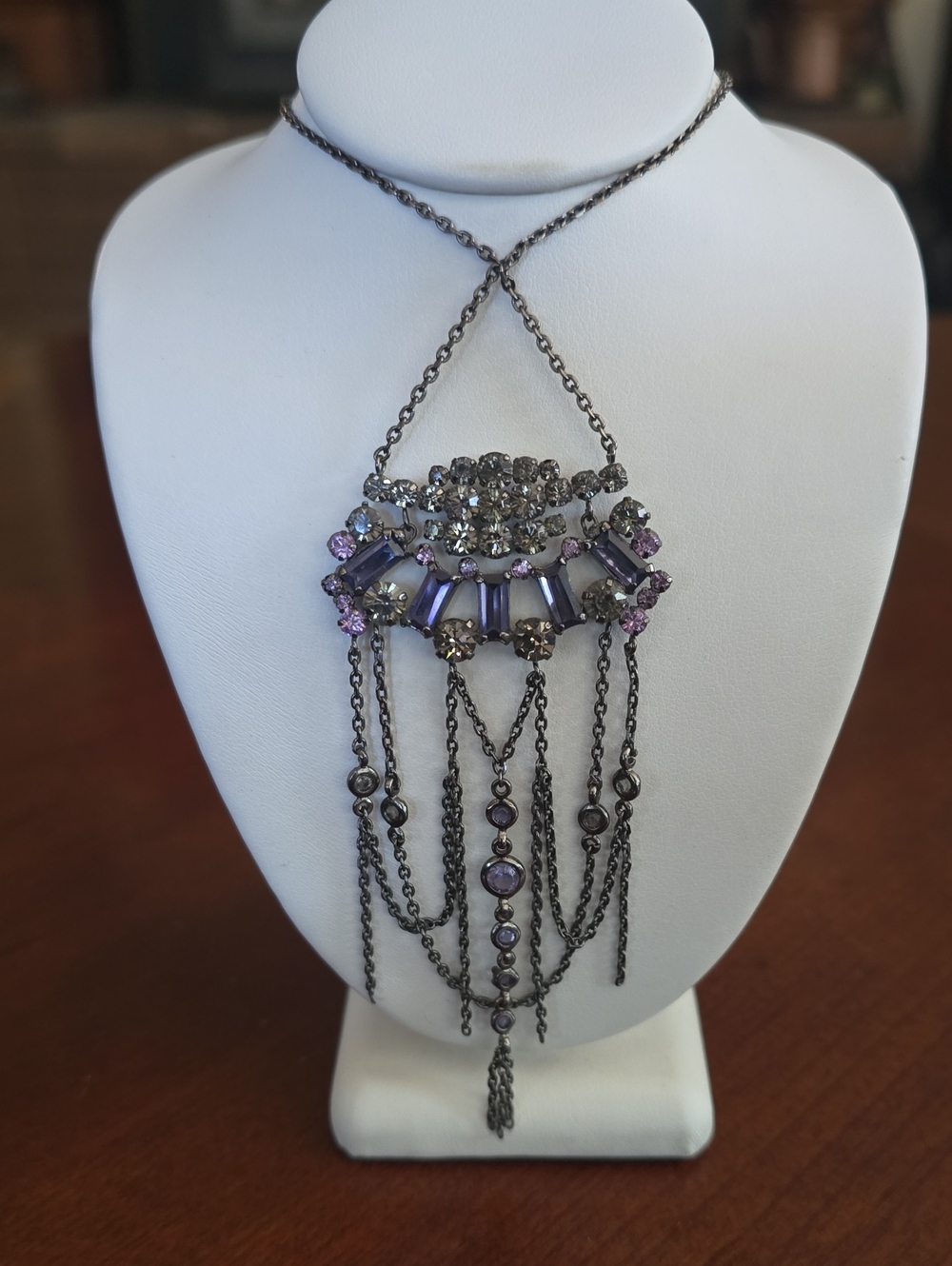 Laundry By Shelli Segal Purple Chandelier Crystal Fringe Necklace